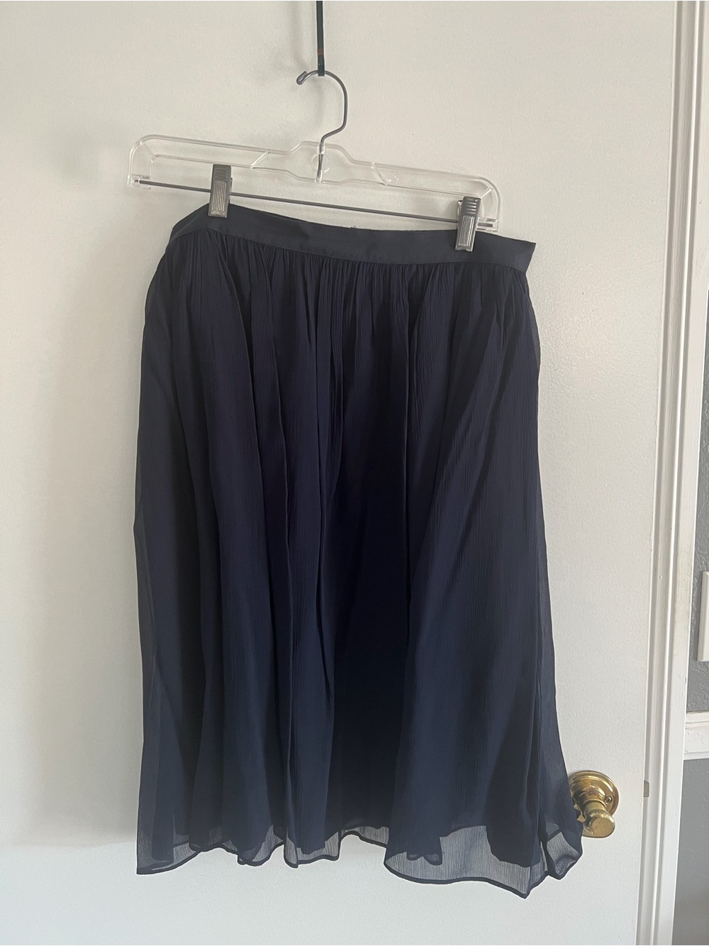 J. Crew Navy Pleated Midi Skirt